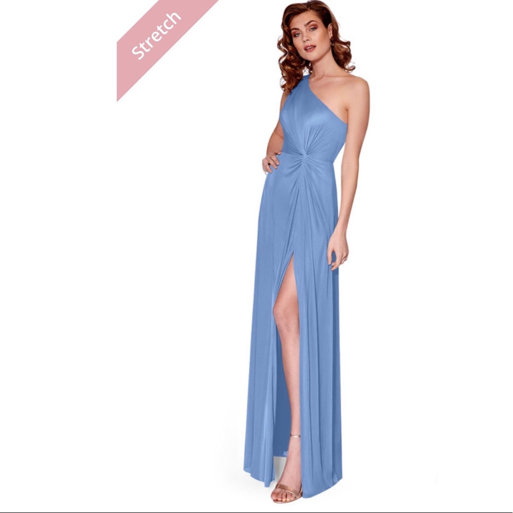 Azazie Brooke One Shoulder in Steel Blue. Is not maternity but can be (see pics)